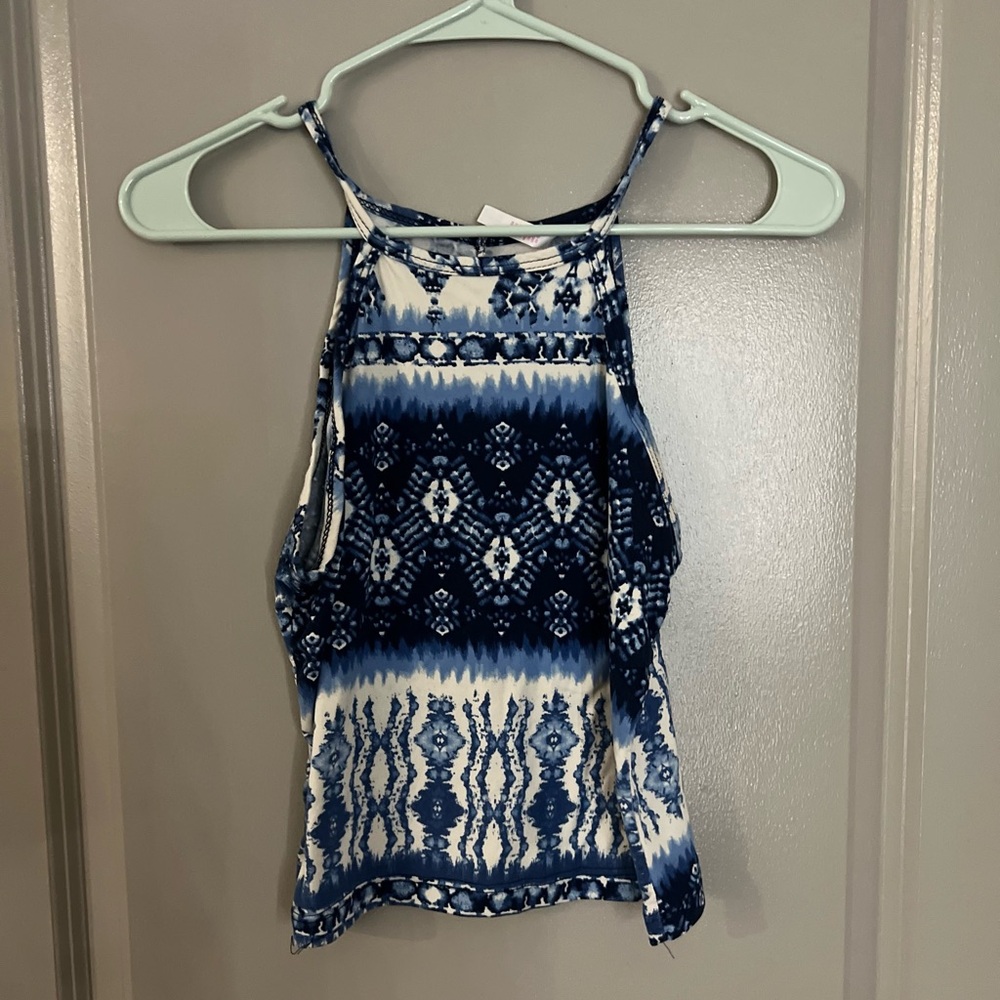 Sweet blue and white pattered halter top